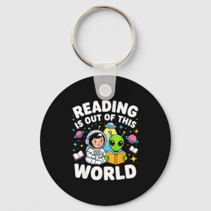 Lezen is uit deze wereld ruimte astronaut boeken sleutelhanger