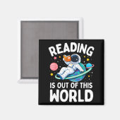 Lezen is uit deze wereld ruimte astronaut magneet (Voorkant / Achterkant)