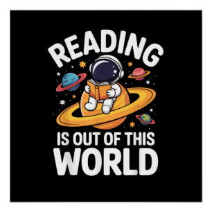 Lezen is uit deze wereld ruimte grappige boeken li perfect poster