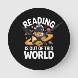 Lezen is uit deze wereld ruimte grappige boeken li ronde klok