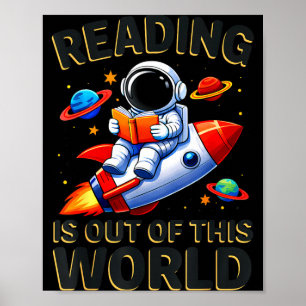 Lezen is uit deze wereld ruimte grappige boeken poster