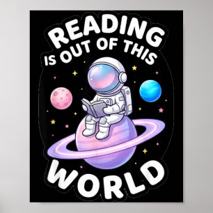 Lezen is uit deze wereld ruimte grappige boeken poster