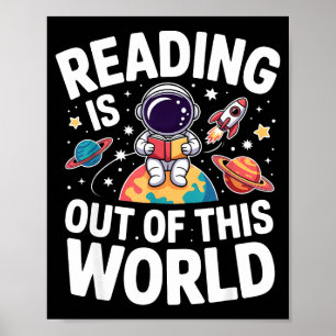 Lezen is uit deze wereld ruimte grappige boeken poster