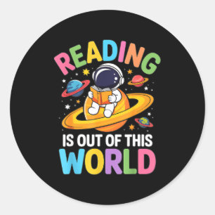 Lezen is uit deze wereld ruimte grappige boeken ronde sticker