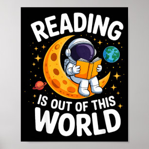 Lezen is uit deze wereld ruimte grappige boekenLez Poster