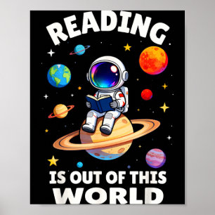 Lezen is uit deze wereld ruimte grappige kinderen poster