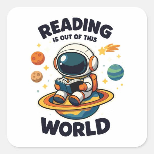 Lezen is uit deze wereld vierkante sticker (Voorkant)