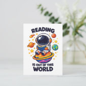 Lezen is uit een andere wereld briefkaart (Staand voorkant)