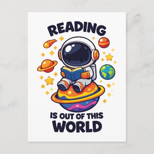 Lezen is uit een andere wereld briefkaart (Voorkant)