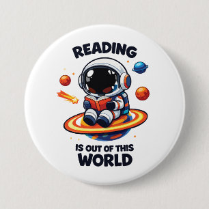 Lezen is uit een andere wereld ronde button 7,6 cm