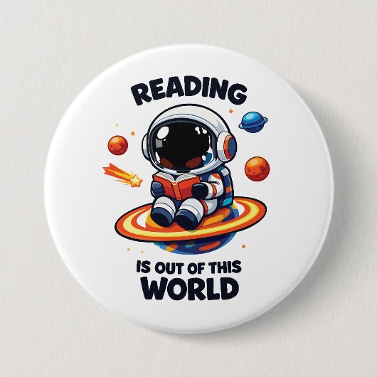 Lezen is uit een andere wereld ronde button 7,6 cm (Voorkant)