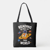 Lezen is uit een andere wereld tote bag (Achterkant)