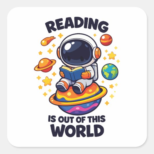 Lezen is uit een andere wereld vierkante sticker (Voorkant)
