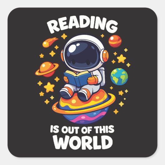 Lezen is uit een andere wereld vierkante sticker (Voorkant)