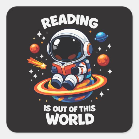 Lezen is uit een andere wereld vierkante sticker (Voorkant)