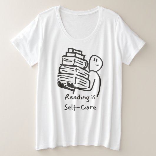 Lezen is zelfzorg plus maat vrouwen T-shirt (Design voorkant)