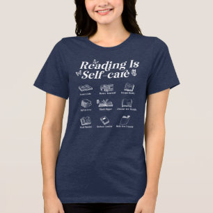 Lezen is zelfzorg witte tekst boekachtig Tri-Blend shirt