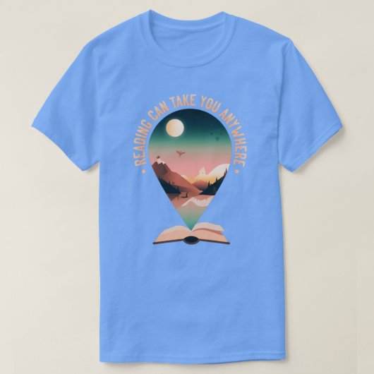 Lezen kan je overal meenemen naar het boek t-shirt (Design voorkant)