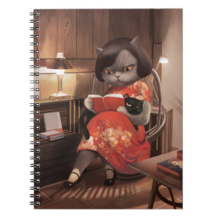 Lezen Kat in Cheongsam Notitieboek