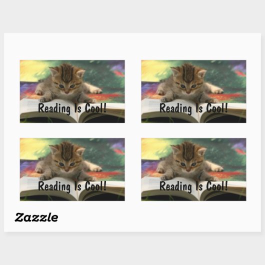 Lezen Kat Rechthoekige Sticker (Vel)
