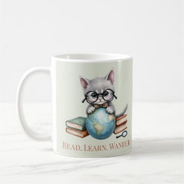 "Lezen. Leren. Dwaal." Schattigee Bookish Cat Koffiemok