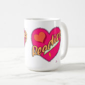 Lezen Liefde Boek Hart Motto Schattige Ontwerp Koffiemok (Voorkant rechts)