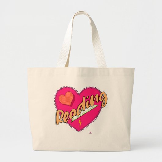 Lezen Liefde Boek Hart Schattige Fun Design Grote Tote Bag (Voorkant)
