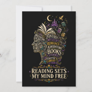 Lezen maakt mijn geest vrij voor boekenliefhebbers kaart