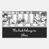 Lezen met Dolly Bookplate Retangular Rechthoekige Sticker (Voorkant)