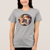 Lezen met katten Schattigee anime kitten zacht Tri-Blend Shirt (Voorkant)