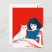 Lezen met mijn kat briefkaart (Voorkant / Achterkant)