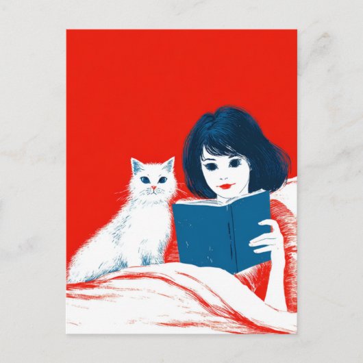 Lezen met mijn kat briefkaart (Voorkant)