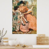 Lezen met moeder op een regenachtige dag Poster (Keuken)