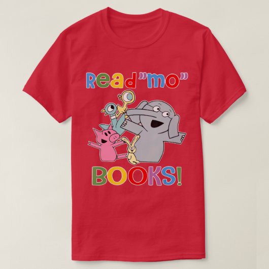 lezen mo boeken leraar bibliotheekclub piggie olif t-shirt (Design voorkant)