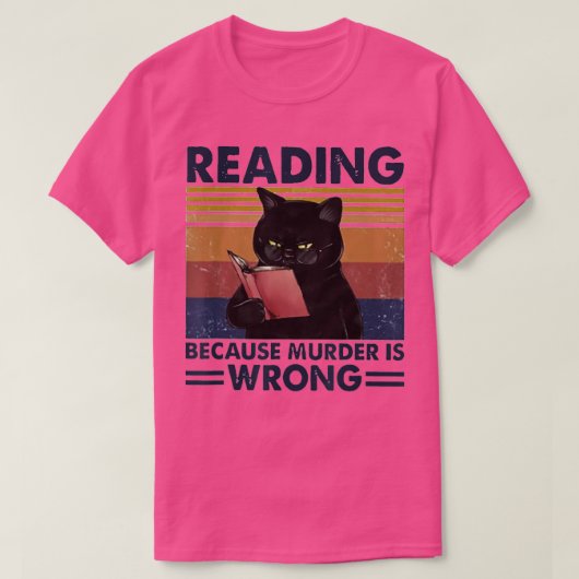 Lezen omdat moord verkeerd is grappige kat en boek t-shirt (Design voorkant)