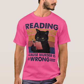 Lezen omdat moord verkeerd is grappige kat en boek t-shirt