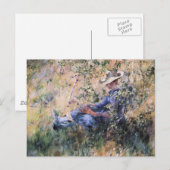 Lezen onder een bloeiende Hawthorne-Struik Briefkaart (Voorkant / Achterkant)