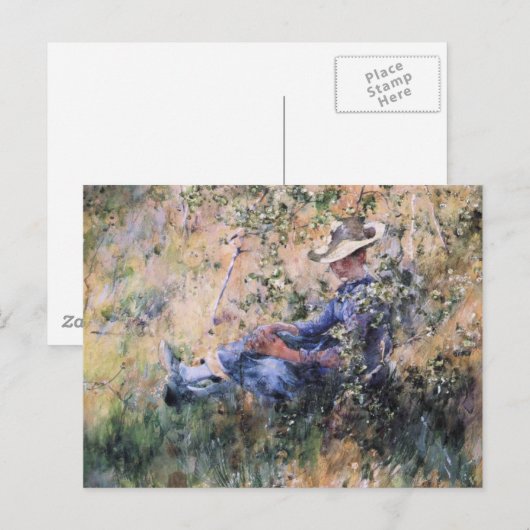 Lezen onder een bloeiende Hawthorne-Struik Briefkaart (Voorkant / Achterkant)