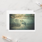 Lezen onder Zee mooie originele fantasiekunst Kaart (Voorkant / Achterkant in situ)