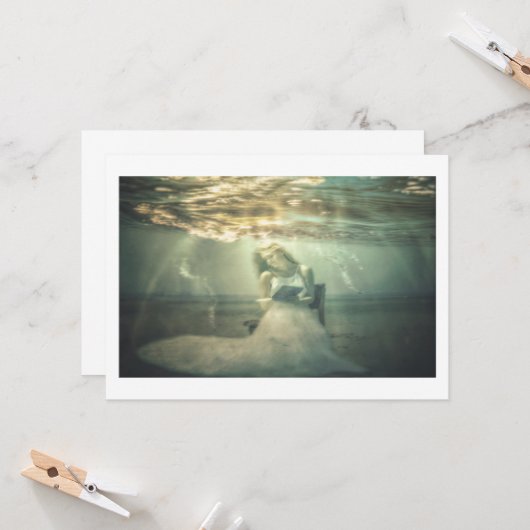 Lezen onder Zee mooie originele fantasiekunst Kaart (Voorkant / Achterkant in situ)