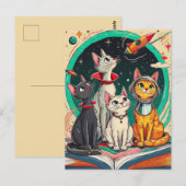 Lezen opent een poort naar kosmische kattenavontur briefkaart (Voorkant / Achterkant)