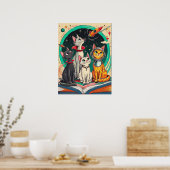 Lezen opent een poort naar kosmische kattenavontur poster (Keuken)