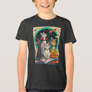 Lezen opent een poort naar kosmische kattenavontur Tri-Blend shirt