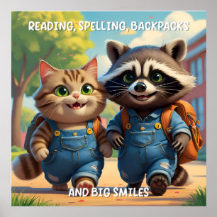 Lezen, Spellen, Rugzakken & Glimlachen Poster