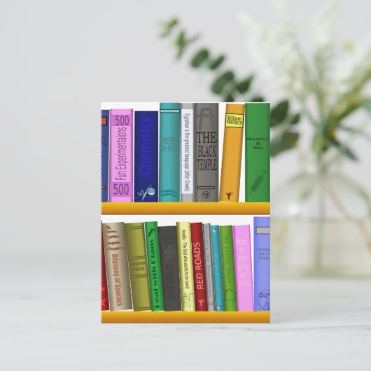 lezen van boekenbibliotheek briefkaart (Staand voorkant)