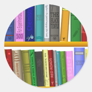 lezen van boekenbibliotheek ronde sticker