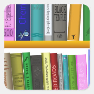 lezen van boekenbibliotheek vierkante sticker