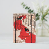 Lezen van de boekworm  retro klassieke retro briefkaart (Staand voorkant)