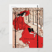 Lezen van de boekworm  retro klassieke retro briefkaart (Voorkant / Achterkant)