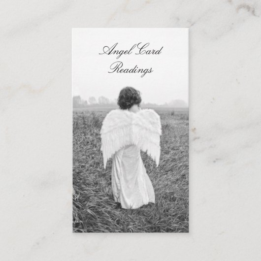 Lezen van de Kaart Elegant Black and White Angel Visitekaartje (Voorkant)